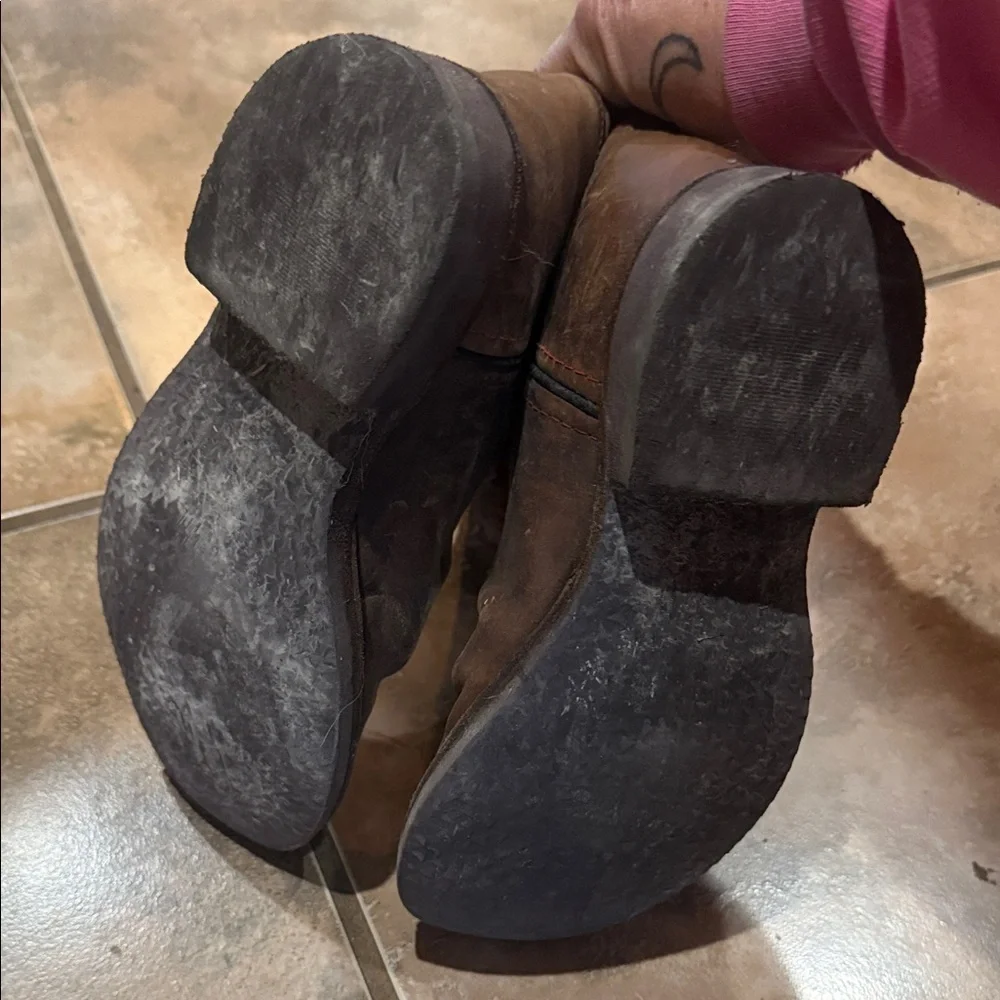 Old West Kids Brown and Red Boots Size 1.5